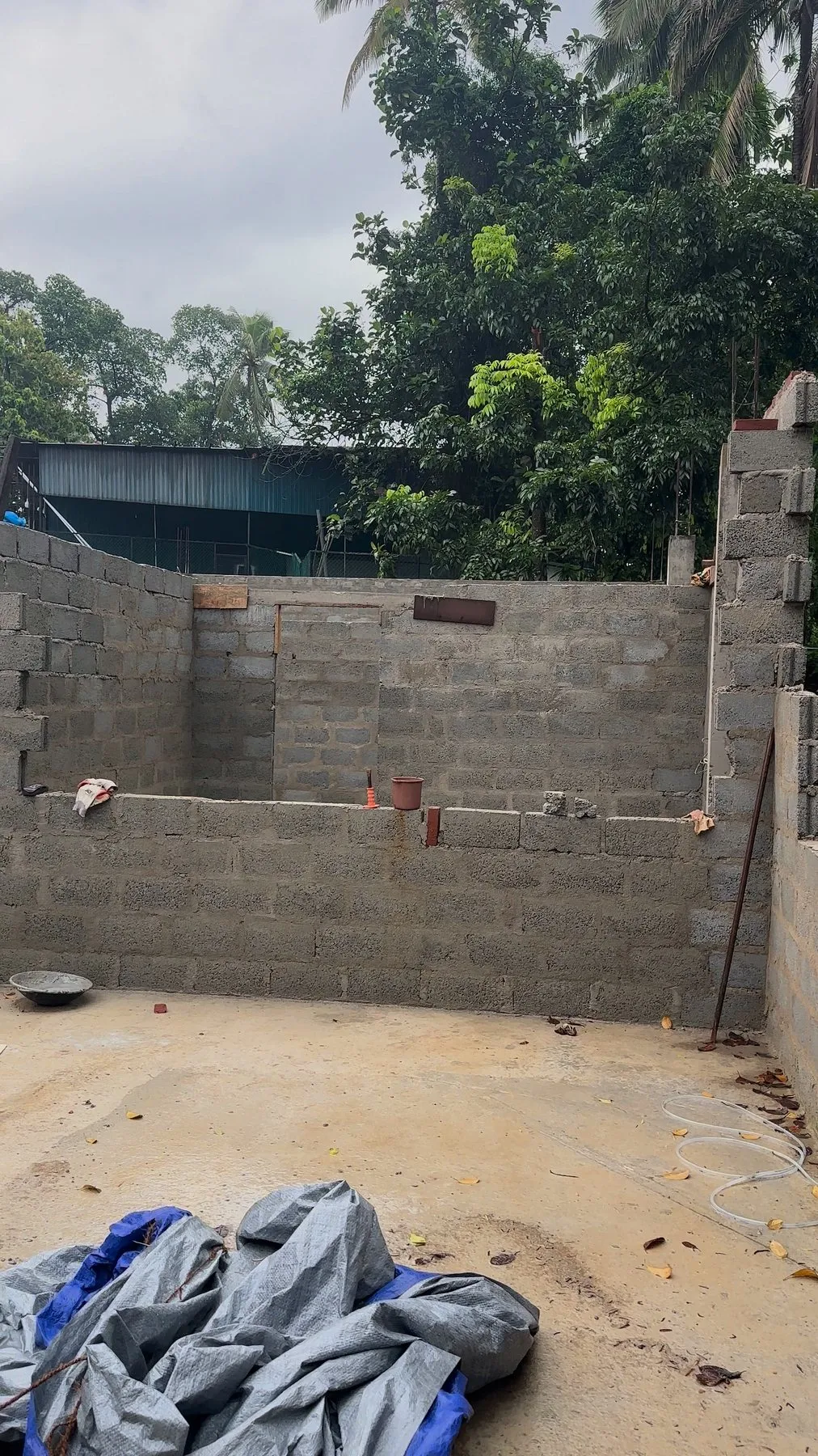 The block walls at full height